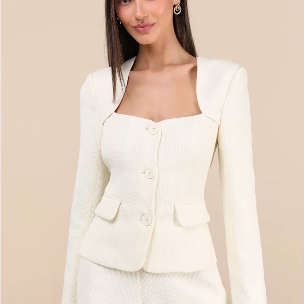 NWT Lulu's Cream Ivory Blazer for Women Button Long Sleeve Small